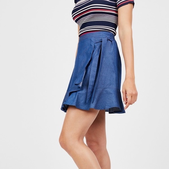 BCBGeneration Wrap Chambray Skirt - Picture 3 of 8